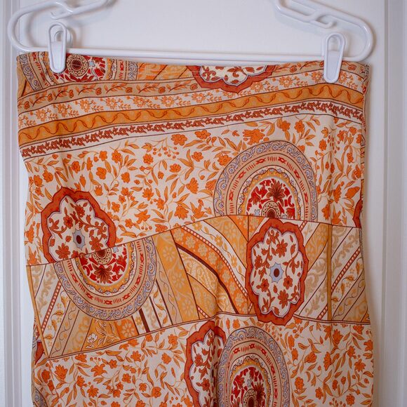 Boho Patchwork Print Midi Skirt Rust Orange Festival Tube Skirt | Soft Autumn - Picture 3 of 7